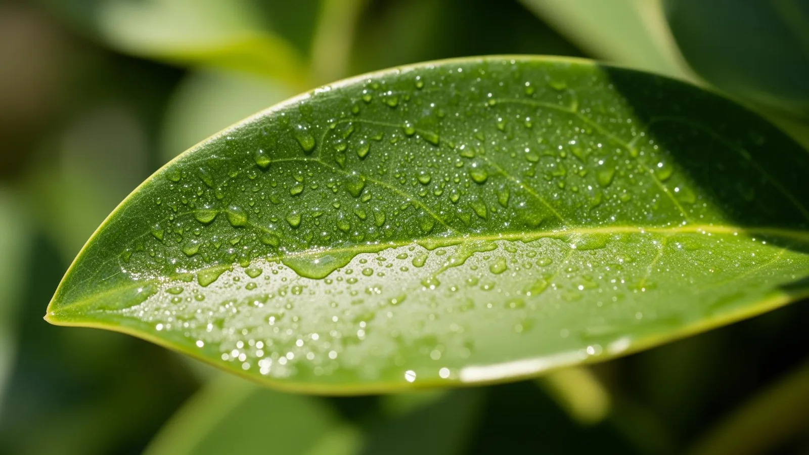 Klebriger Honigtau auf einem Pflanzenblatt